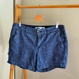 Old Navy Dark Chambray Mid-Rise Everyday Linen-Blend Shorts